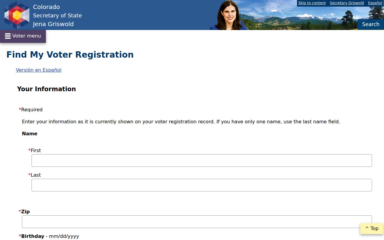 Wheat Ridge residents directory Colorado voter lookup form
