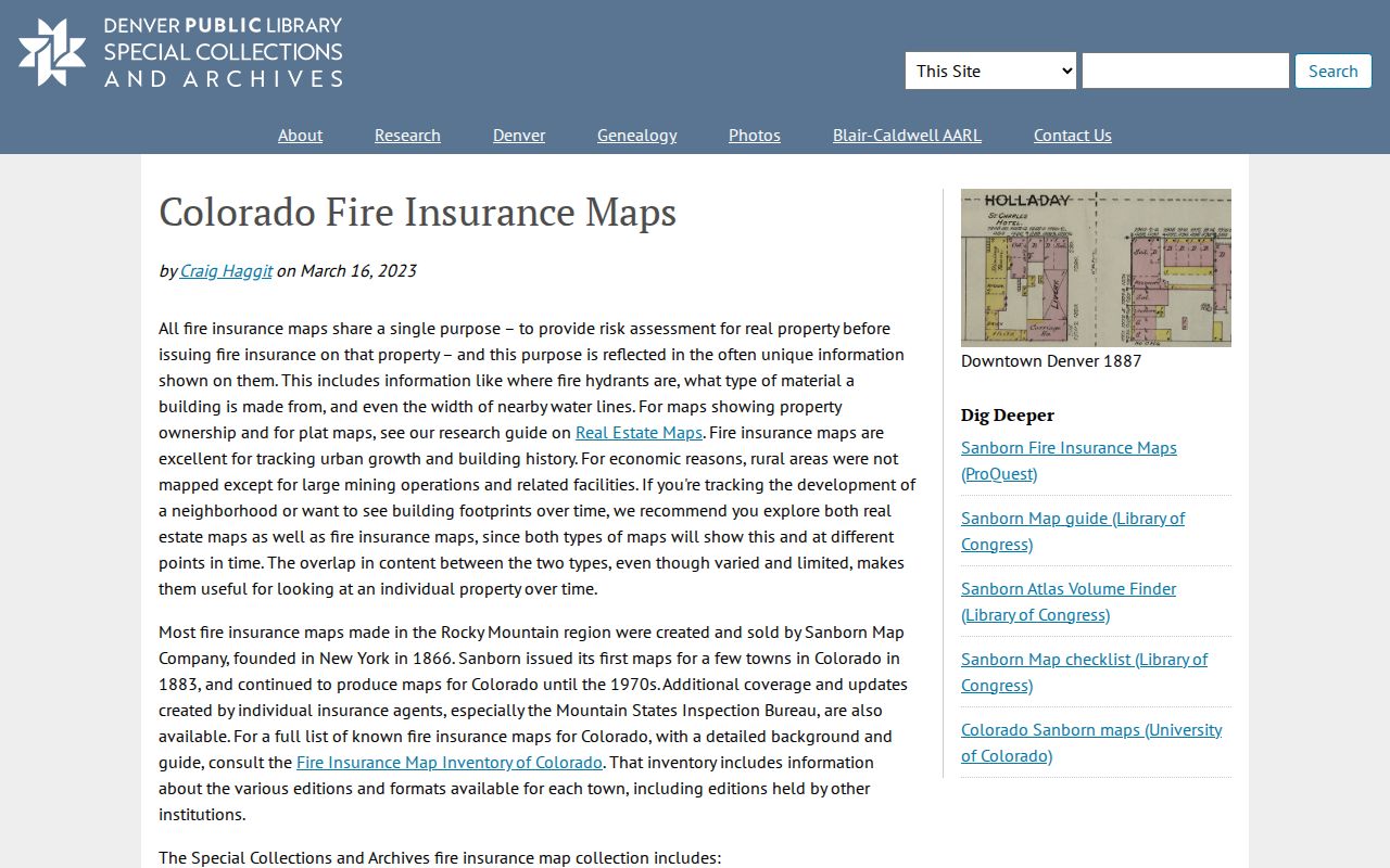 Wheat Ridge previous residents Denver Public Library Sanborn map collection