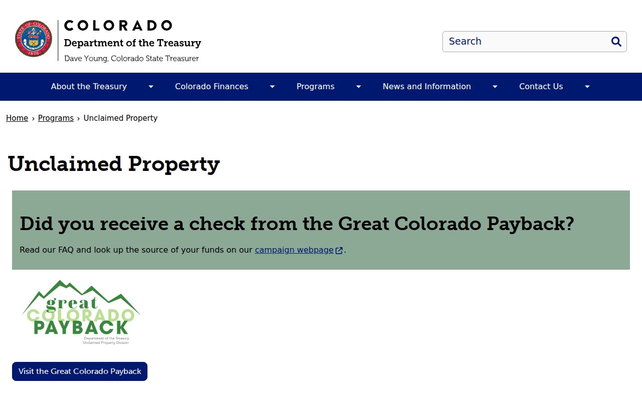 Wheat Ridge resident lookup Great Colorado Payback search