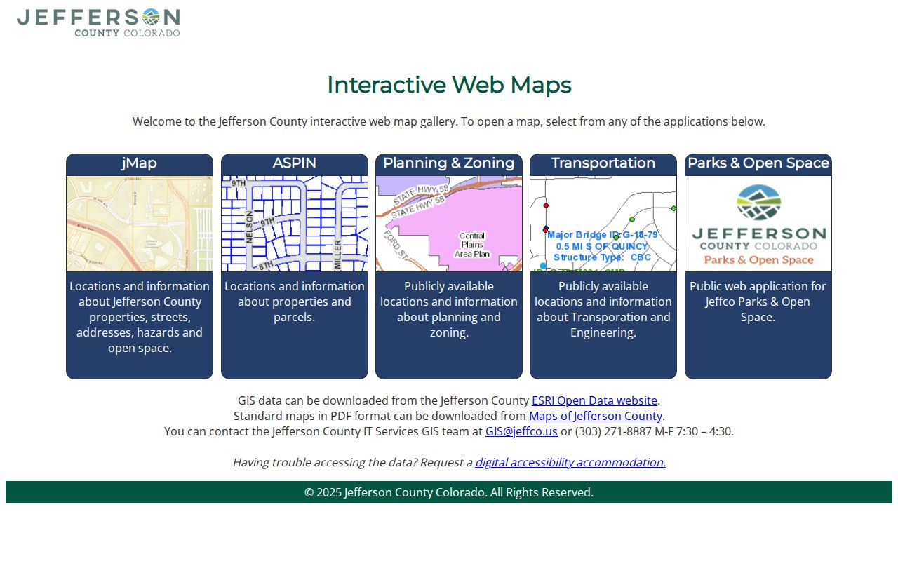 Wheat Ridge street directory Jefferson County GIS parcel viewer