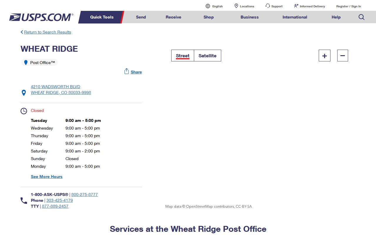Wheat Ridge ZIP code directory 80033 Post Office